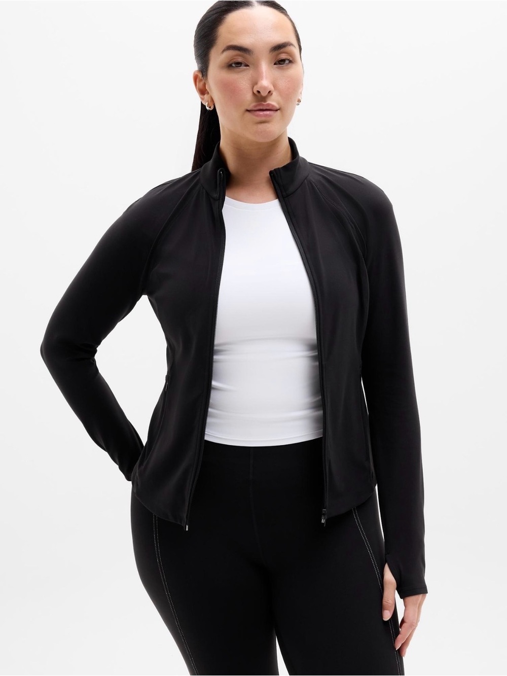 Athleta Cloudlight Jacket Black Full Zip Lightweight Active Jacket 2X